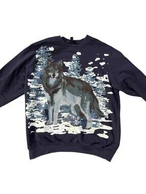 wolf graphic crewneck sweatshirt